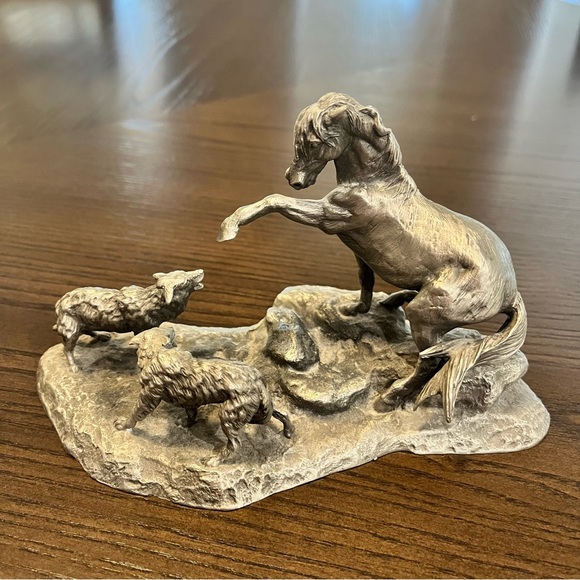 Set Of Vintage Polland 1977 Franklin Mint Pewter Horse Figurine Limited Edition